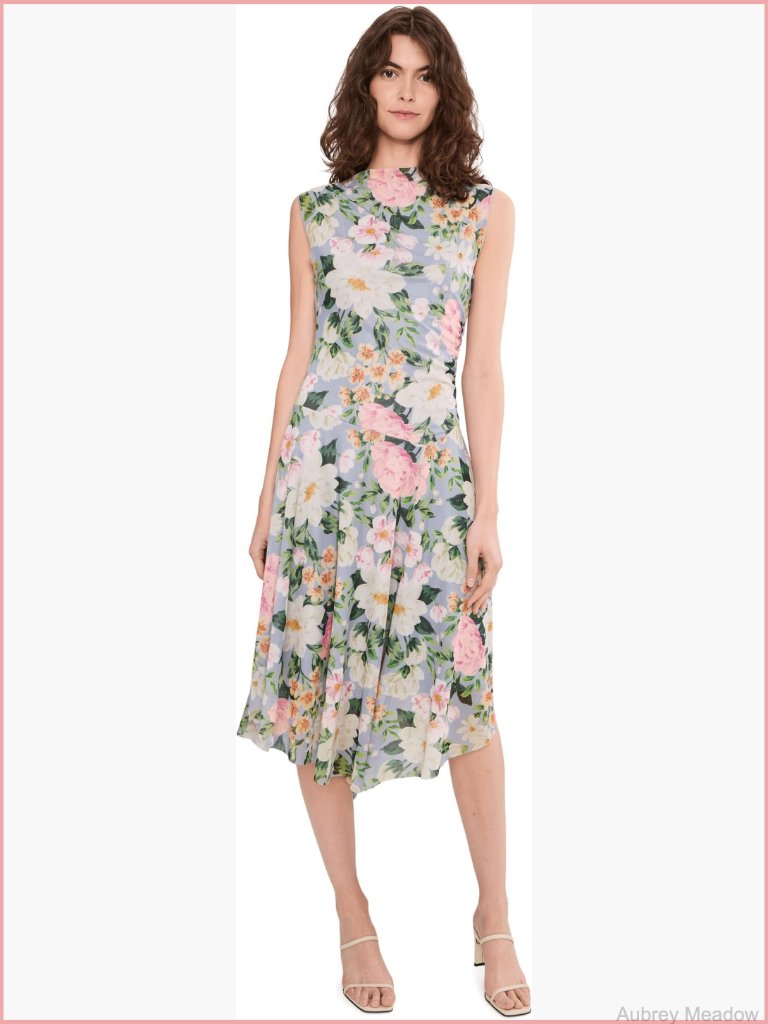 Pull-On Midi Dress With Boat Neck And Ruched Detail